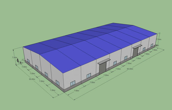 60x30x7.5m 전공 철강 창고 ASTM A36 Q235B