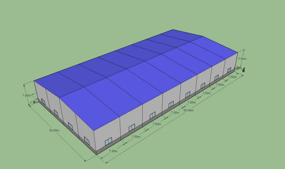 60x30x7.5m 전공 철강 창고 ASTM A36 Q235B
